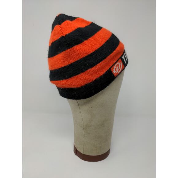 The House Striped Beanie Hat Orange & Black Spell Out Logo Knit - Picture 6 of 13